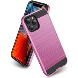 Mobigear Brushed Armor Coque iPhone 12 Pro Max Coque arrière Rigide Anti-Chocs - Rose