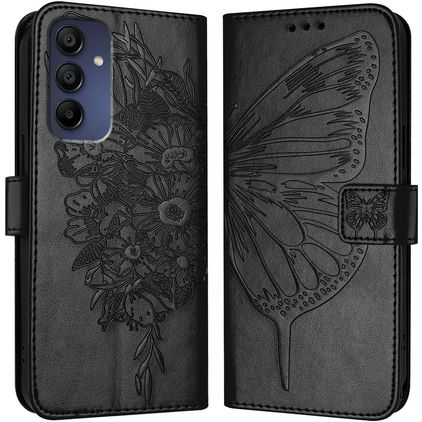 Mobigear Butterfly Housse Samsung Galaxy A16 Etui Porte-Monnaie - Noir