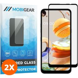 Mobigear Premium LG K61 Verre trempé Protection d'écran - Compatible Coque - Noir (Lot de 2)