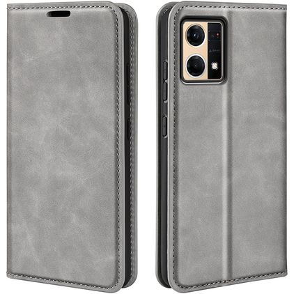 Mobigear Retro Slim Housse OPPO Reno 7 4G Etui Porte-Monnaie - Gris