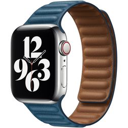 Mobigear Bumpy Bracelet Cuir Apple Watch Fermeture magnétique - 49/46/45/44 mm - Bleu