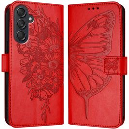 Mobigear Butterfly Housse Samsung Galaxy M55 Etui Porte-Monnaie - Rouge