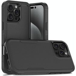 Mobigear Heavy Armor Coque iPhone 16 Pro Max Coque arrière Rigide Anti-Chocs - Noir