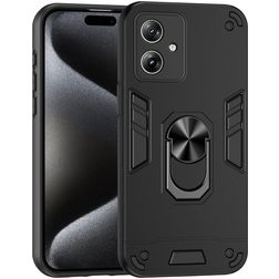 Mobigear Armor Ring Coque Motorola Moto G54 Coque arrière Rigide Anti-Chocs avec Anneau-Support - Noir