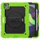 Mobigear SureGrip Xtreme Coque iPad Air 4 (2020) Coque arrière en Plastique rigide,Silicone + Porte-crayon + Bandoulière + Support Amovible - Noir / Vert