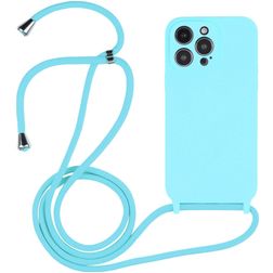 Mobigear Lanyard iPhone 14 Pro Max Coque avec cordon en Silicone - Bleu