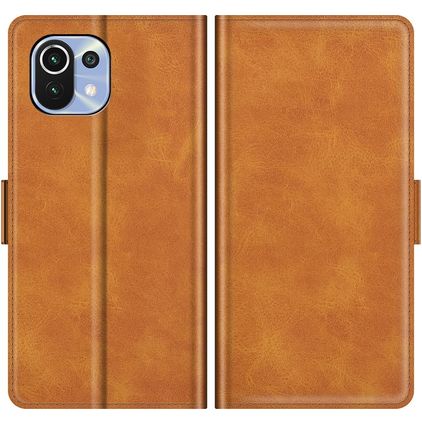 Mobigear Slim Magnet Housse Xiaomi 11 Lite NE 5G Etui Porte-Monnaie - Cognac