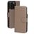 Mobiparts Housse iPhone 16 Pro MagSafe Etui avec Coque Détachable en Cuir Véritable Porte-Monnaie - Taupe