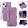 Mobigear Zipper Housse iPhone 14 Etui Porte-Monnaie - Violet