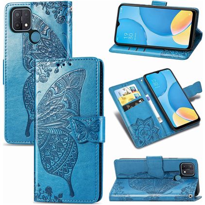 Mobigear Butterfly Housse OPPO A15 Etui Porte-Monnaie - Bleu