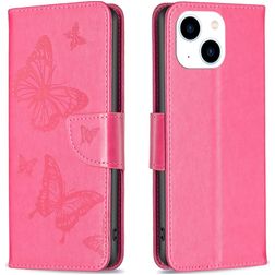 Mobigear Butterfly Housse iPhone 15 Etui Porte-Monnaie - Magenta