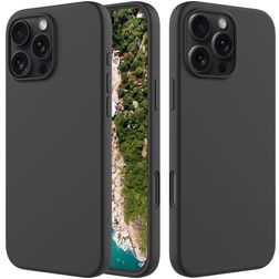 Mobigear Rubber Touch Coque iPhone 16 Pro Coque arrière en Silicone - Noir