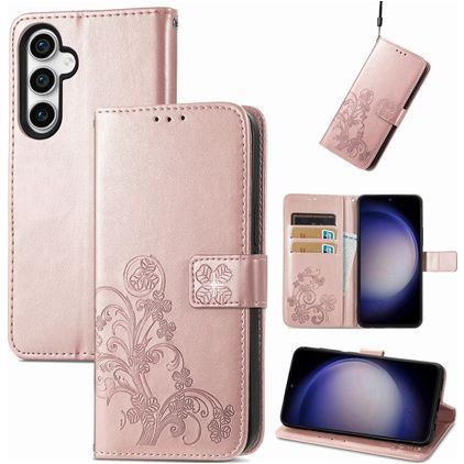 Mobigear Clover Housse Samsung Galaxy S23 FE Etui Porte-Monnaie - Rose doré