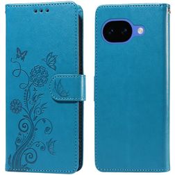 Mobigear Flowers Housse Google Pixel 10a Etui Porte-Monnaie - Bleu