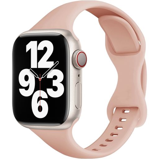 Mobigear Sport Slim Bracelet Silicone Apple Watch Fermeture à clou et passant - 49/46/45/44 mm - Rose pastel
