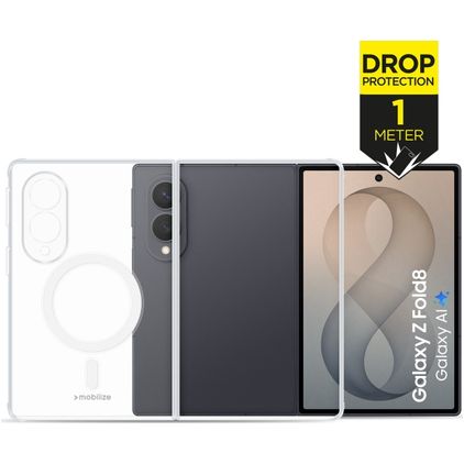 Mobilize Naked Protection Coque Transparente Samsung Galaxy Z Fold 8 MagSafe Coque arrière Rigide Anti-Chocs - Transparent