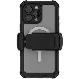 Ghostek Nautical Belt Coque iPhone 16 Pro Max MagSafe Coque arrière Imperméable Rigide Anti-Chocs - Transparent / Noir