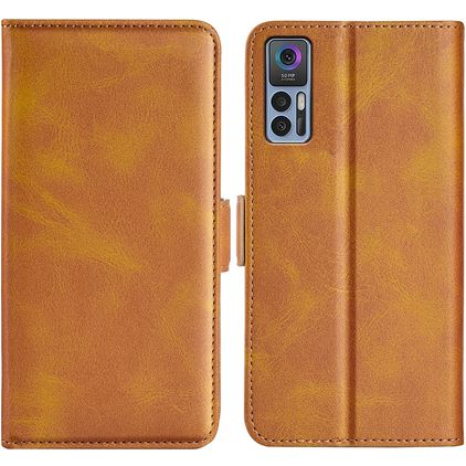 Mobigear Slim Magnet Housse TCL 30 Plus Etui Porte-Monnaie - Cognac