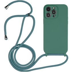 Mobigear Lanyard iPhone 14 Pro Coque avec cordon en Silicone - Vert