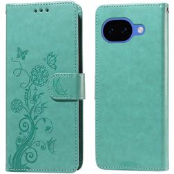 Mobigear Flowers Housse Google Pixel 10a Etui Porte-Monnaie - Vert