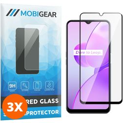 Mobigear Premium Realme C31 Verre trempé Protection d'écran - Compatible Coque - Noir (Lot de 3)