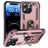 Mobigear Armor Ring Coque iPhone 15 Pro Max Coque arrière Rigide Anti-Chocs avec Anneau-Support - Rose doré