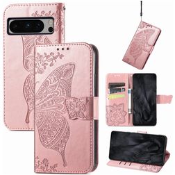 Mobigear Butterfly Housse Google Pixel 8 Pro Etui Porte-Monnaie - Rose doré
