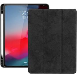 Mobigear Tri-Fold Gel Coque iPad Pro 12.9 Pouces (2018) Etui en TPU,Similicuir + Porte-crayon - Noir