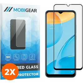 Mobigear Premium OPPO A15 Verre trempé Protection d'écran - Compatible Coque - Noir (Lot de 2)
