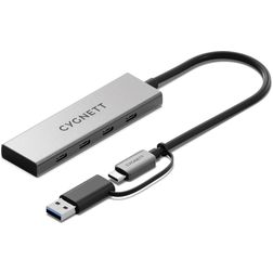 Cygnett Unite 4-in-1 Hub USB-A / USB-C vers USB-C 0,15 mètre - Argent