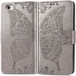 Mobigear Butterfly Housse iPhone 16e Etui Porte-Monnaie - Gris
