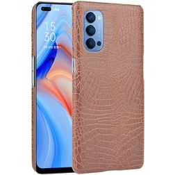 Mobigear Croco Coque OPPO Reno 4 Coque arrière Rigide - Marron