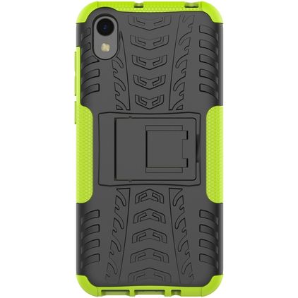 Mobigear Tire Coque HONOR 8S Coque arrière Rigide Anti-Chocs avec Support Amovible - Noir / Vert