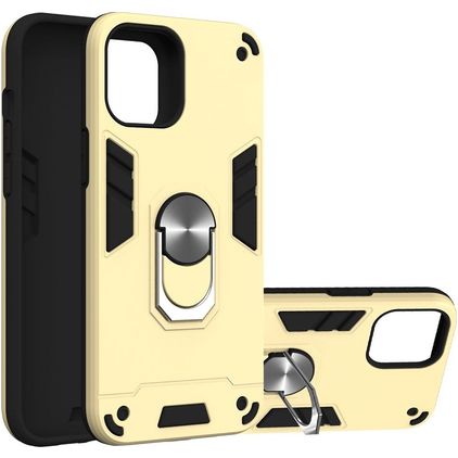 Mobigear Armor Ring iPhone 12 Pro Max Plastique rigide Coque arrière Antichoc avec bague de maintien - Or