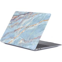 Mobigear Marble MacBook Air 13 Pouces (2018-2020) Coque - Bleu / Or - Model A1932 / A2179 / A2337