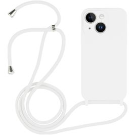 Mobigear Lanyard iPhone 15 Plus Coque avec cordon en Silicone - Blanc Mobigear Lanyard iPhone 15 Plus Coque avec cordon en Silicone - Blanc