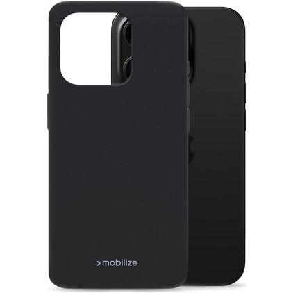 Mobilize Rubber Gelly Coque iPhone 16 Pro Coque arrière en TPU Souple - Noir