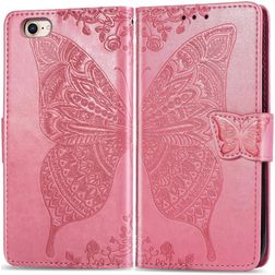 Mobigear Butterfly Housse iPhone 16e Etui Porte-Monnaie - Rose
