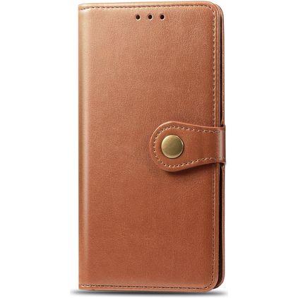 Mobigear Snap Button OPPO A9 (2020) Étui Portefeuille - Cognac