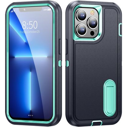 Mobigear Rugged Stand Coque iPhone 14 Plus Coque arrière Rigide Anti-Chocs avec Support Amovible - Dark Blue