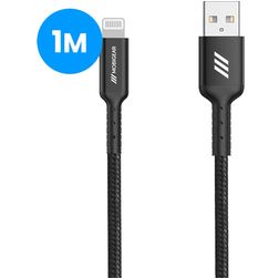 Mobigear Nylon - Câble USB-A vers Apple Lightning MFI 1 mètre - Noir
