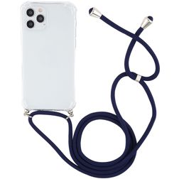 Mobigear Lanyard iPhone 12 Pro Max Coque avec cordon en TPU Souple - Transparent / Dark Blue