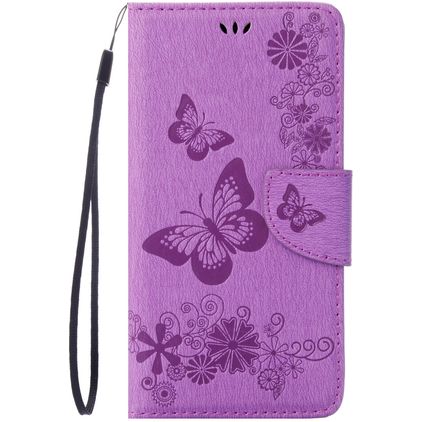 Mobigear Butterfly Housse iPhone SE (2022) Etui Porte-Monnaie - Violet