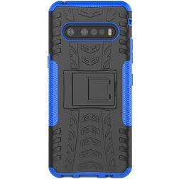 Mobigear Tire Coque LG V60 ThinQ Coque arrière Rigide Anti-Chocs avec Support Amovible - Noir / Bleu