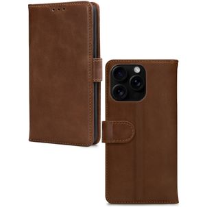 Mobilize Wallet Housse iPhone 16 Pro Etui en Cuir Véritable Porte-Monnaie - Marron