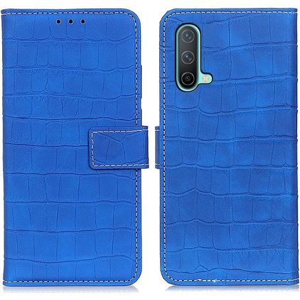 Mobigear Croco Housse OnePlus Nord CE Etui Porte-Monnaie - Bleu