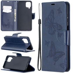Mobigear Butterfly Housse Samsung Galaxy A12 Etui Porte-Monnaie - Bleu