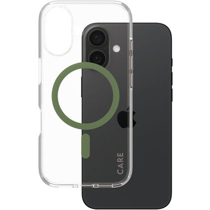 CARE by PanzerGlass Urban Combat iPhone 16 MagSafe Plastique rigide Coque arrière - Transparent / Vert