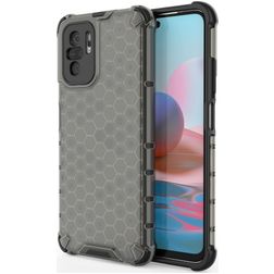 Mobigear Honeycomb Coque Xiaomi Redmi Note 10 4G Coque arrière Rigide Anti-Chocs - Noir