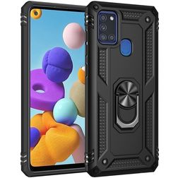 Mobigear Armor Ring Coque Samsung Galaxy A21s Coque arrière Rigide Anti-Chocs avec Anneau-Support - Noir